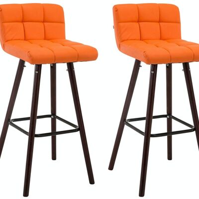 Set of 2 bar stools Lincoln V2 walnut orange 48x39x94 orange leatherette Wood