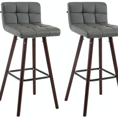 Conjunto de 2 taburetes de bar Lincoln V2 nogal Gris 48x39x94 Cuero artificial gris Madera