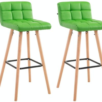 Set of 2 bar stools Lincoln V2 natural vegetable 48x39x94 vegetable artificial leather Wood