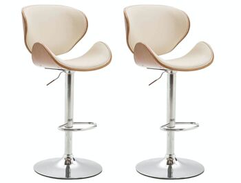 Lot de 2 tabourets de bar Recife simili cuir noyer noyer/crème 46x48x86 noyer/crème similicuir Métal chromé 2