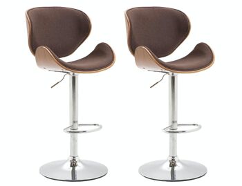 Lot de 2 tabourets de bar Recife tissu noyer noyer/marron 46x48x86 noyer/marron Matière Métal chromé 2