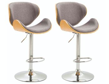 Lot de 2 tabourets de bar Recife tissu naturel naturel/gris 46x48x86 naturel/gris Matière Métal chromé 2