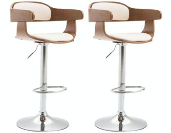 Lot de 2 tabourets de bar Bogota simili cuir noyer noyer/crème 46x48x86 noyer/crème similicuir Métal chromé 4