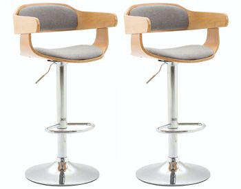 Lot de 2 tabourets de bar Bogota tissu naturel/gris 46x48x86 naturel/gris Matière Métal chromé 4