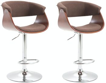 Lot de 2 tabourets de bar Callao tissu café café/marron 50x58x90 café/marron Matière Métal chromé 2