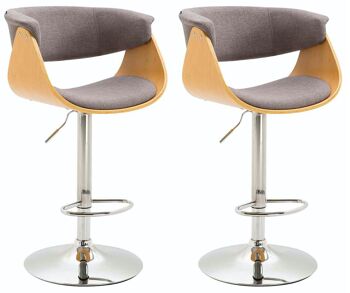 Lot de 2 tabourets de bar Callao tissu naturel/gris 50x58x90 naturel/gris Matière Métal chromé 2