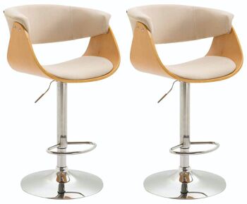 Lot de 2 tabourets de bar Callao tissu naturel/crème 50x58x90 naturel/crème Matière Métal chromé 2