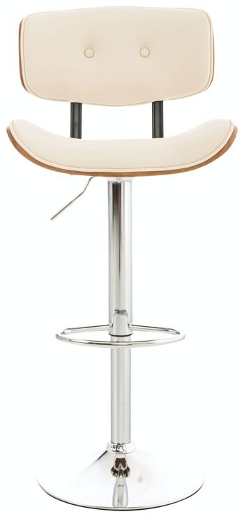 Tabouret de bar Sarnia simili cuir noyer/crème 56x50x94 simili cuir noyer/crème Métal chromé 2