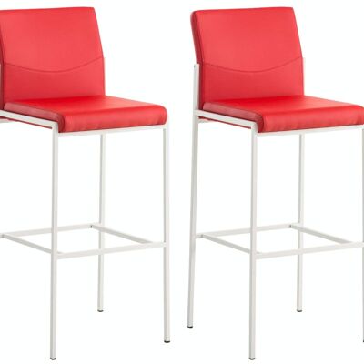 Set of 2 bar stools Torino imitation leather white red 45x43x106 red imitation leather metal