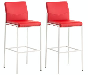 Lot de 2 tabourets de bar Torino simili cuir blanc rouge 45x43x106 métal simili cuir rouge 1