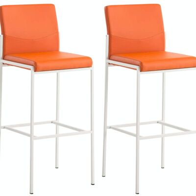 Set di 2 sgabelli da bar Torino similpelle bianco arancio 45x43x106 similpelle arancio metallo