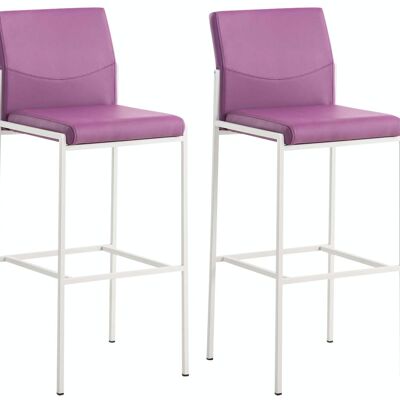 Set of 2 bar stools Torino imitation leather white purple 45x43x106 purple leatherette metal