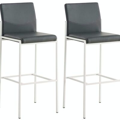 Set of 2 bar stools Torino imitation leather white Gray 45x43x106 Gray leatherette metal
