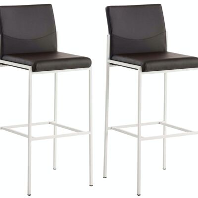 Set of 2 bar stools Torino imitation leather white brown 45x43x106 brown leatherette metal
