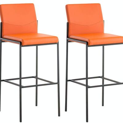 Set of 2 bar stools Torino imitation leather black orange 45x43x106 orange leatherette metal