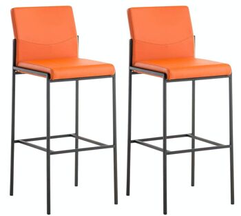 Lot de 2 tabourets de bar Torino simili cuir noir orange 45x43x106 métal simili cuir orange 1