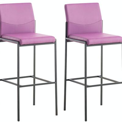 Set of 2 bar stools Torino imitation leather black purple 45x43x106 purple artificial leather metal