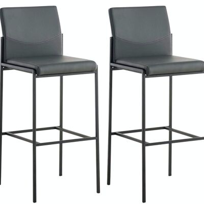 Set of 2 bar stools Torino imitation leather black Gray 45x43x106 Gray leatherette metal
