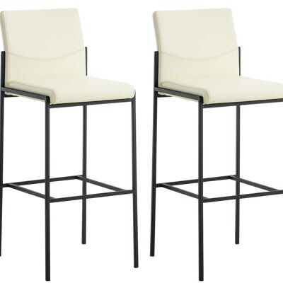 Set di 2 sgabelli da bar Torino similpelle nero crema 45x43x106 similpelle crema metallo