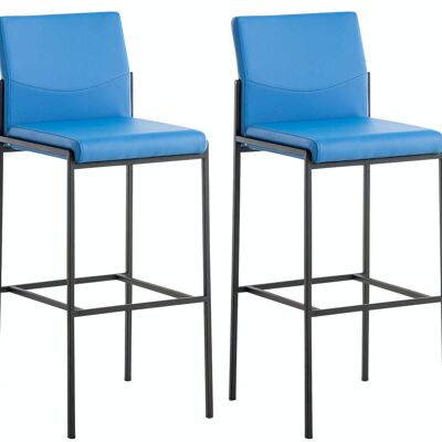 Set of 2 bar stools Torino imitation leather black blue 45x43x106 blue imitation leather metal