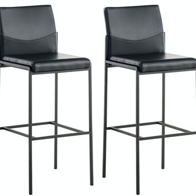Set of 2 bar stools Torino imitation leather black black 45x43x106 black leatherette metal