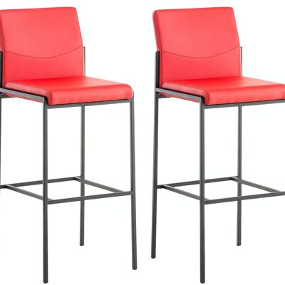 Set of 2 bar stools Torino imitation leather black red 45x43x106 red leatherette metal