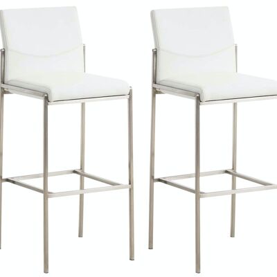 Set of 2 bar stools Torino imitation leather stainless steel white 45x43x106 white leatherette metal