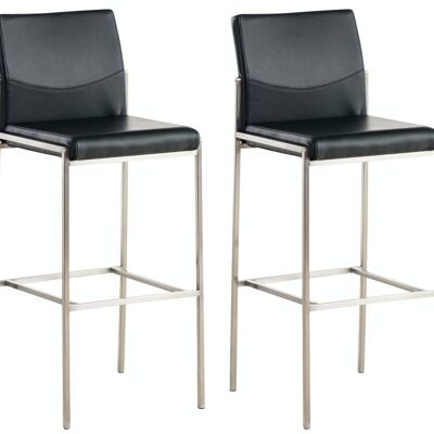Set of 2 bar stools Torino imitation leather stainless steel black 45x43x106 black leatherette metal