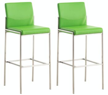 Lot de 2 tabourets de bar Torino simili cuir inox végétal 45x43x106 simili cuir végétal métal 1