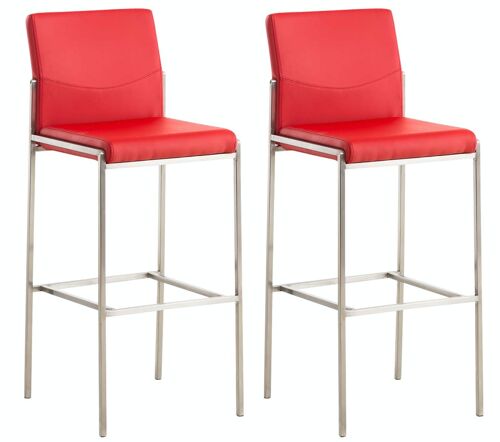 Set van 2 barkrukken Torino imitatieleer RVS rood 45x43x106 rood kunstleer metaal