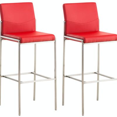 Set of 2 bar stools Torino imitation leather stainless steel red 45x43x106 red leatherette metal