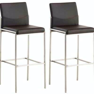 Set of 2 bar stools Torino imitation leather stainless steel brown 45x43x106 brown leatherette metal