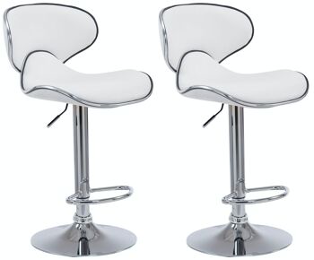 Lot de 2 tabourets de bar Las Vegas V2 simili cuir chrome blanc 49x46x88 simili cuir blanc Métal chromé 1