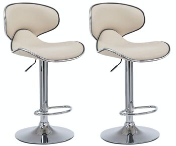 Lot de 2 tabourets de bar Las Vegas V2 simili cuir chrome crème 49x46x88 simili cuir crème Métal chromé 1