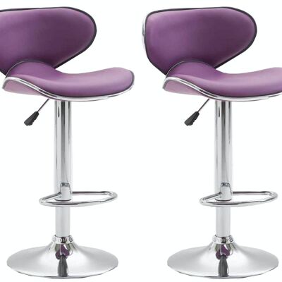 Set di 2 sgabelli Las Vegas V2 similpelle cromo viola 49x46x88 similpelle viola Metallo cromato