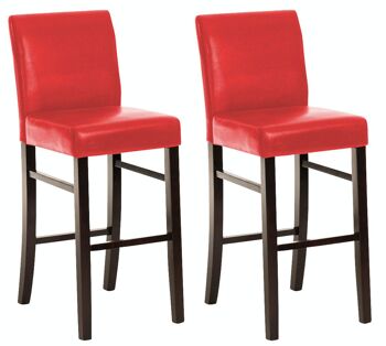 Lot de 2 tabourets de bar Alvin simili cuir rouge cappuccino 50x44x108 simili cuir rouge Bois