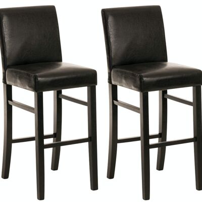 Set di 2 sgabelli da bar Alvin similpelle marrone nero 50x44x108 similpelle marrone Legno