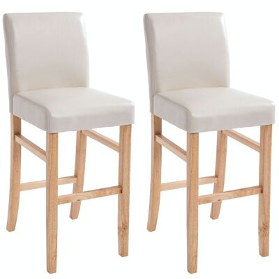 Set of 2 bar stools Alvin imitation leather natural cream 50x44x108 cream imitation leather Wood