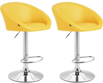 Lot de 2 tabourets de bar Miami V2 simili cuir jaune 51x55x86 simili cuir jaune Métal chromé 1