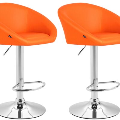 Set van 2 barkrukken Miami V2 imitatieleer oranje 51x55x86 oranje kunstleer Verchroomd metaal