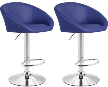 Lot de 2 tabourets de bar Miami V2 simili cuir bleu 51x55x86 simili cuir bleu Métal chromé 1