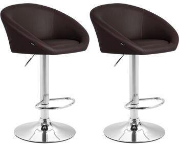 Lot de 2 tabourets de bar Miami V2 simili cuir marron 51x55x86 simili cuir marron Métal chromé 1