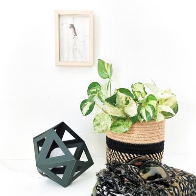 small forest green origami lamp