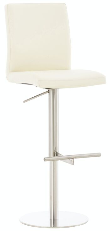 Tabouret de bar Cadiz simili cuir inox crème 49x40x93 simili cuir crème métal 1