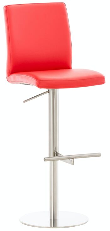 Tabouret de bar Cadiz simili cuir inox rouge 49x40x93 simili cuir rouge métal 1