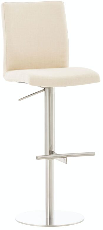 Tabouret de bar Cadiz tissu inox crème 49x40x93 crème Matière métal 1