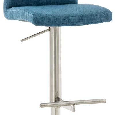 Tabouret de bar Cadiz tissu inox bleu 49x40x93 bleu Matière métal