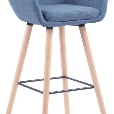 Bar stool Adelaide fabric natural blue 52x51x100 blue Material Wood