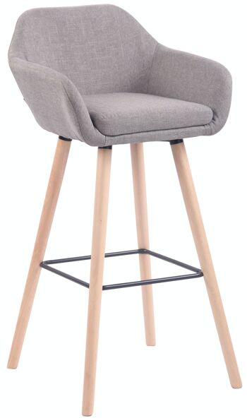 Tabouret de bar Adelaide tissu naturel Gris 52x51x100 Gris Matière Bois 1