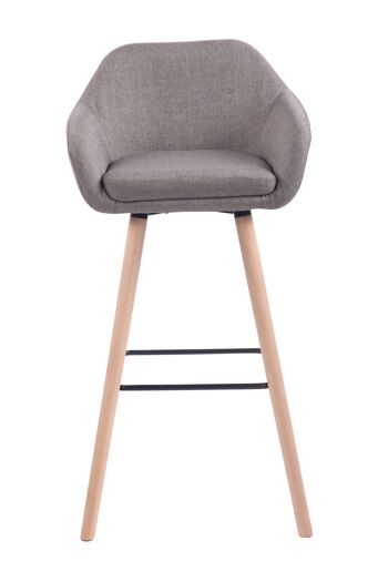 Tabouret de bar Adelaide tissu naturel Gris 52x51x100 Gris Matière Bois 2